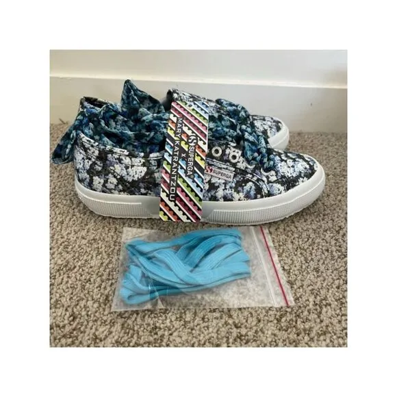 SUPERGA Womens Blue Limited Edition Mary Katrantzou Almond Training Shoes 7.5