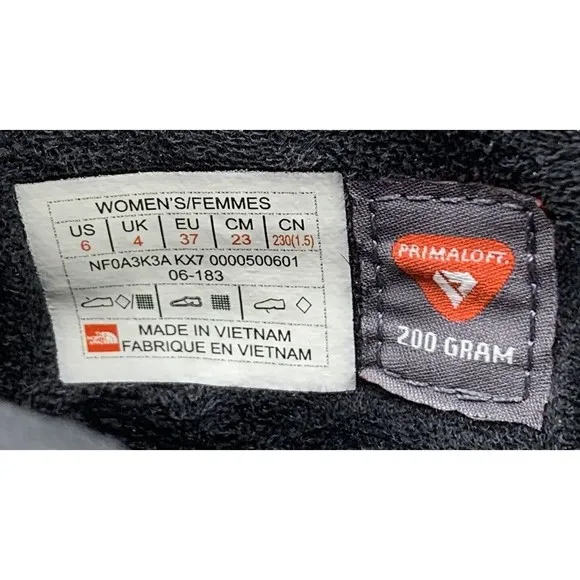 The North Face Yukiona Ankle Boot Women's Size 6 Black Primaloft 200 Gram 06-183