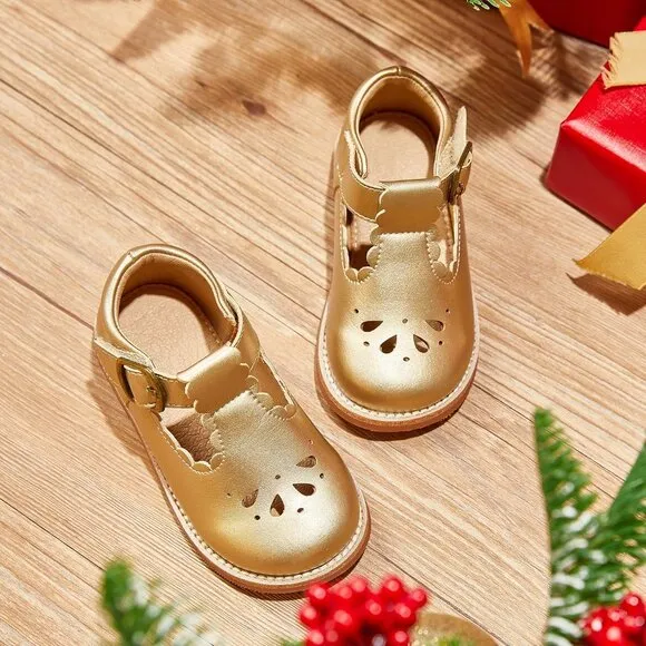 Toddler Little Girl Mary Jane Dress Shoes B366-gold