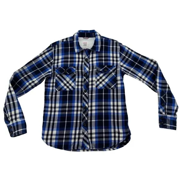 Topo Designs Men’s Flannel Shirt Small Blue Plaid Long Sleeve Outdoors Western
