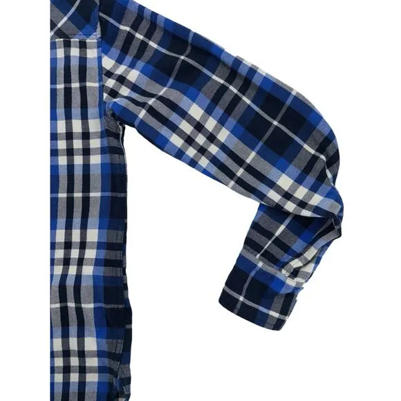 Topo Designs Men’s Flannel Shirt Small Blue Plaid Long Sleeve Outdoors Western