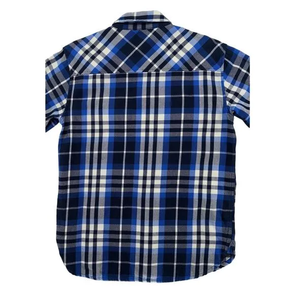 Topo Designs Men’s Flannel Shirt Small Blue Plaid Long Sleeve Outdoors Western