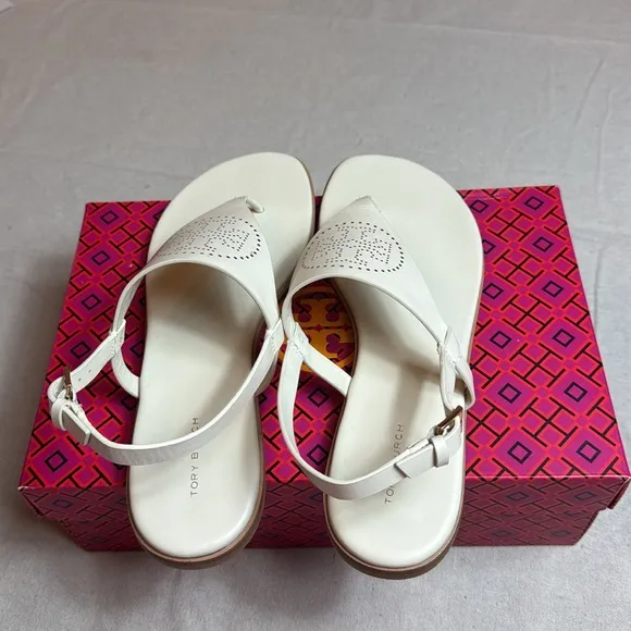 Tory. Burch Capri Perf Smooth Leather Samdals.