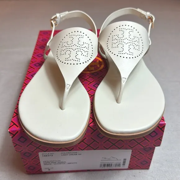 Tory. Burch Capri Perf Smooth Leather Samdals.