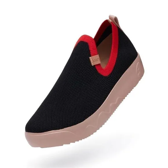 UIN Men's Shoes Slip On Knitted Comfort Sneaker(Fuerteventura- charcoal black)