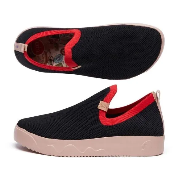UIN Men's Shoes Slip On Knitted Comfort Sneaker(Fuerteventura- charcoal black)