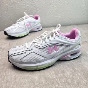 Under Armour Athletic Sneaker Womens 8.5 White Pink Low Top Sporty Running Shoes