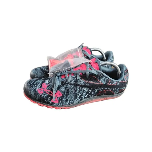 Under Armour Brigade XC Cross Country Spikes Unisex M 10.5 W 12 Gray Pink