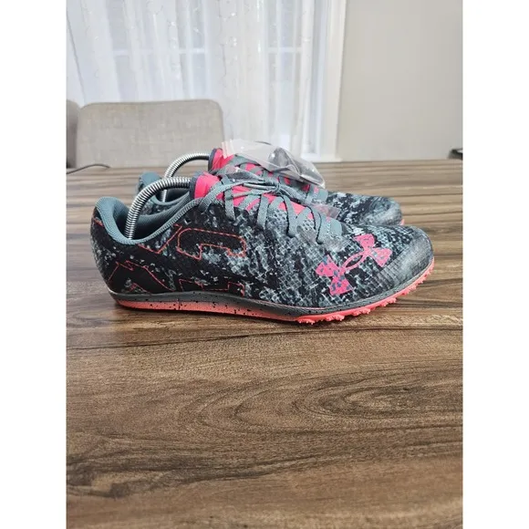 Under Armour Brigade XC Cross Country Spikes Unisex M 10.5 W 12 Gray Pink