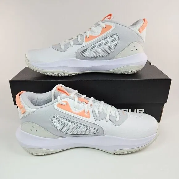 Under Armour Lockdown 6 Basketball Shoes White/Peach‎ Men's Size 11.5 New