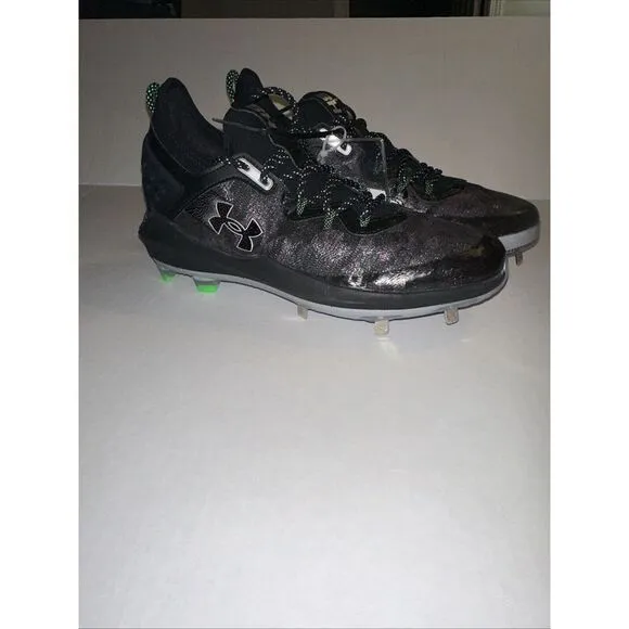 Under Armour Men's Harper 8 Low ST Baseball Size 10.5 Black/Green‎ |3026588-001|