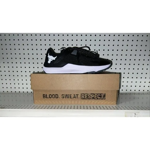 Under Armour Project Rock BSR 2 Mens Athletic Training Shoes Size 8 Black White