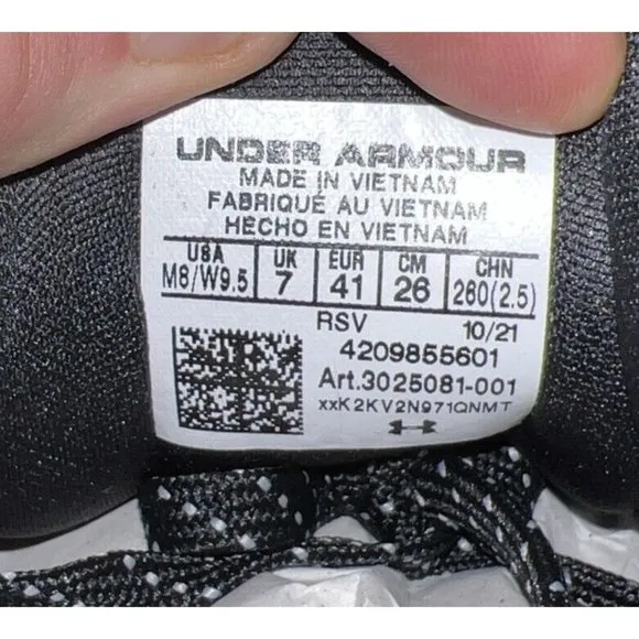 Under Armour Project Rock BSR 2 Mens Athletic Training Shoes Size 8 Black White