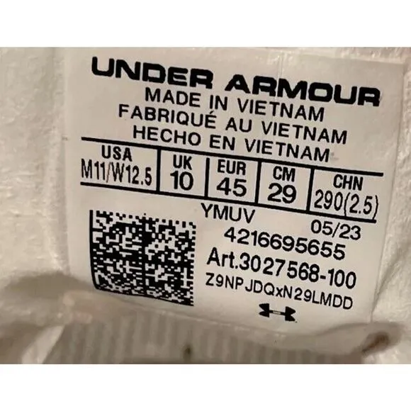 Under Armour Shakedown Elite White Track Field Race Run Spikes Shoes Mens 11 NEW