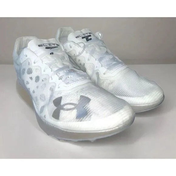 Under Armour Shakedown Elite White Track Field Race Run Spikes Shoes Mens 11 NEW