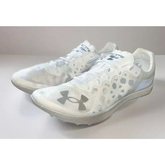 Under Armour Shakedown Elite White Track Field Race Run Spikes Shoes Mens 11 NEW