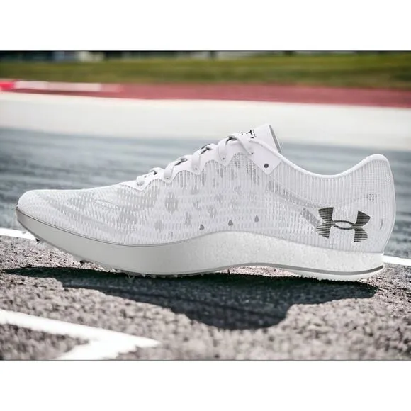 Under Armour Shakedown Elite White Track Field Race Run Spikes Shoes Mens 11 NEW