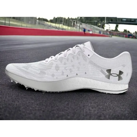Under Armour Shakedown Elite White Track Field Race Run Spikes Shoes Mens 11 NEW