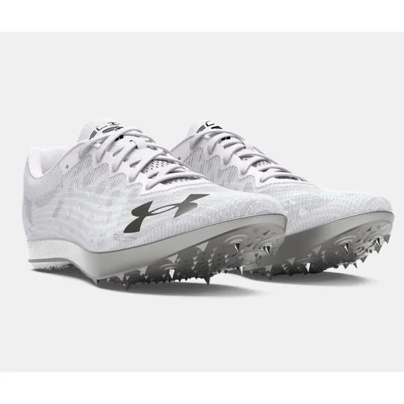 Under Armour Shakedown Elite White Track Field Race Run Spikes Shoes Mens 11 NEW