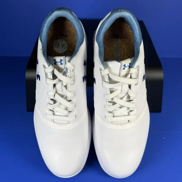 Under Armour UA Golf Women's 9.5 White Blue Spikeless Performance Sneakers Shoes