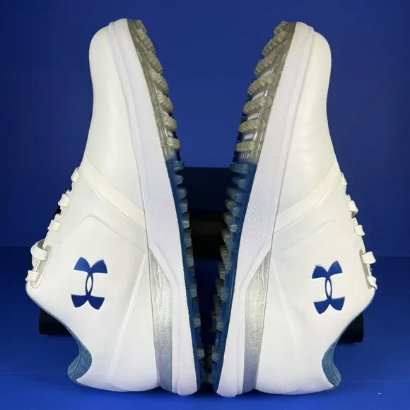 Under Armour UA Golf Women's 9.5 White Blue Spikeless Performance Sneakers Shoes