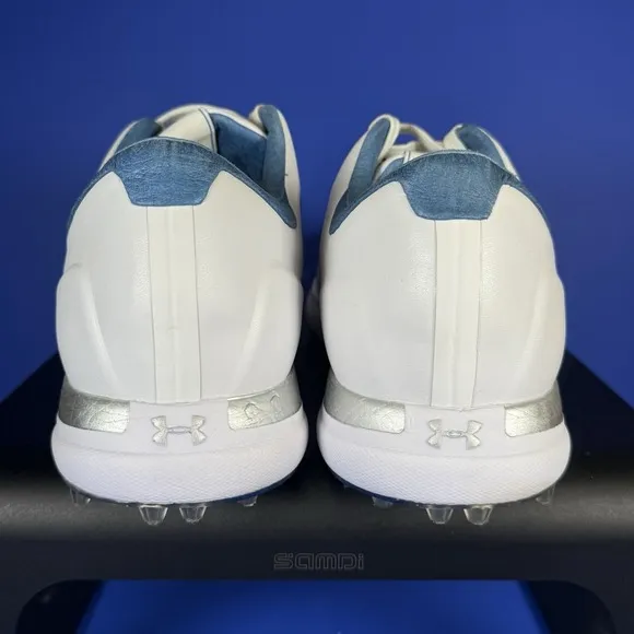 Under Armour UA Golf Women's 9.5 White Blue Spikeless Performance Sneakers Shoes