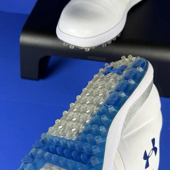 Under Armour UA Golf Women's 9.5 White Blue Spikeless Performance Sneakers Shoes