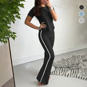 🏙️【Urbanes modernes Damen-Sportset mit Rundhalsausschnitt und figurbetontem Design】👗
