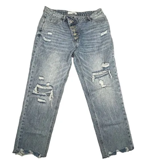 Vervet  Flying Monkey Kassie Criss Cross Boyfriend Jean V2481, sz 30, distressed