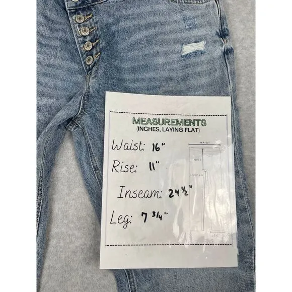 Vervet  Flying Monkey Kassie Criss Cross Boyfriend Jean V2481, sz 30, distressed