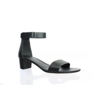 VINCE Raine Black Leather Ankle Strap City Sandals Open Toe Heels Lizard Size8