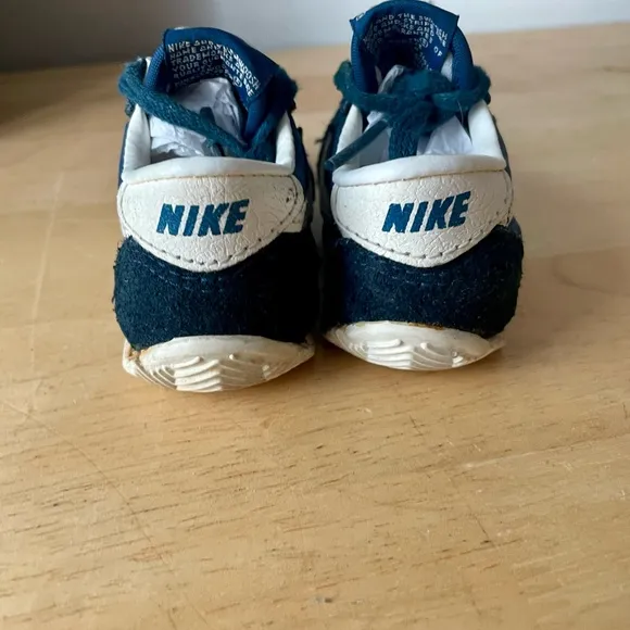 Vintage 80s Nike Navy blue swoosh track Cortez infant shoes sz 3