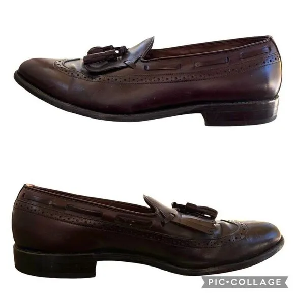 Vintage Allen Edmonds Mansfield Long Wing Kilt Tassel Loafer Burgundy Size 10 RR