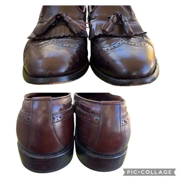 Vintage Allen Edmonds Mansfield Long Wing Kilt Tassel Loafer Burgundy Size 10 RR