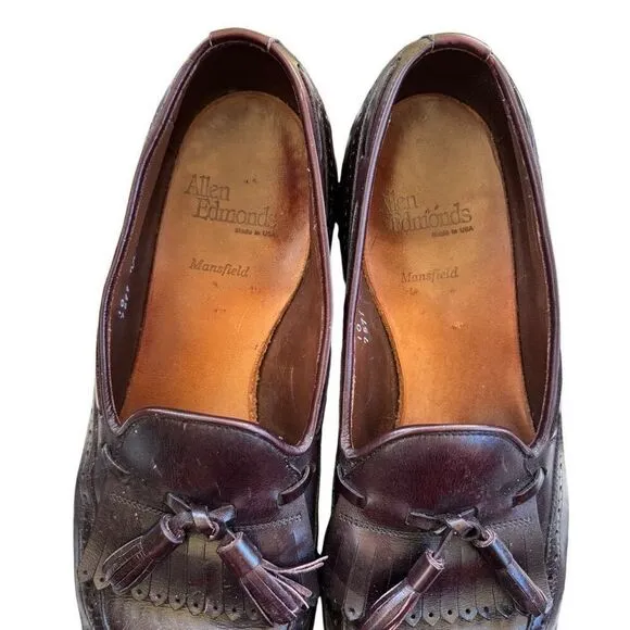 Vintage Allen Edmonds Mansfield Long Wing Kilt Tassel Loafer Burgundy Size 10 RR
