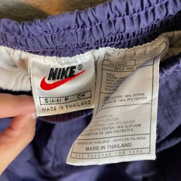 Vintage Nike Track Pants Grape Purple Nylon Joggers Subtle Embroider 90s Small