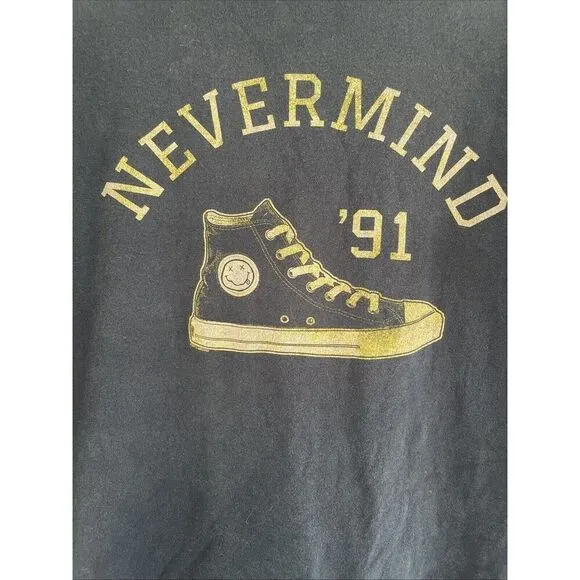 Vintage Nirvana Band Black T Shirt Nevermind ‘91 Shoes Converse Rare Men’s large
