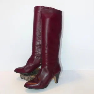 Women's Vintage Bootalinos Cordovan tall heeled boot leather sz 7.5 M