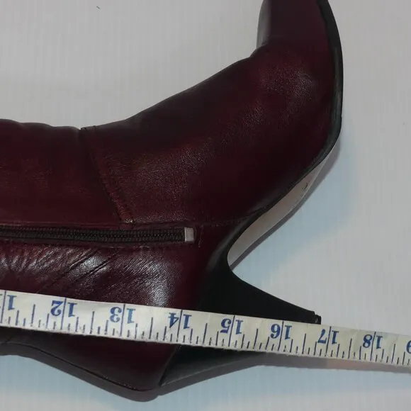 Women's Vintage Bootalinos Cordovan tall heeled boot leather sz 7.5 M