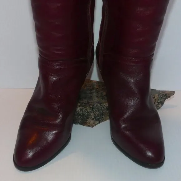 Women's Vintage Bootalinos Cordovan tall heeled boot leather sz 7.5 M