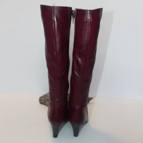 Women's Vintage Bootalinos Cordovan tall heeled boot leather sz 7.5 M