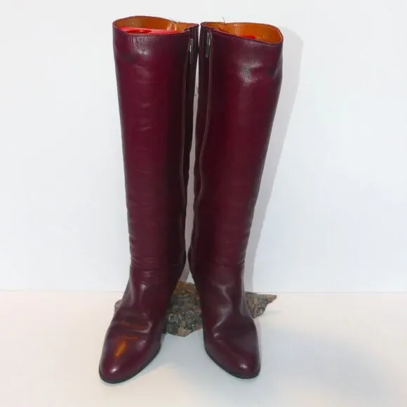 Women's Vintage Bootalinos Cordovan tall heeled boot leather sz 7.5 M